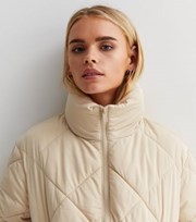 New Look Petite Stone Quilted High Neck Puffer Jacket